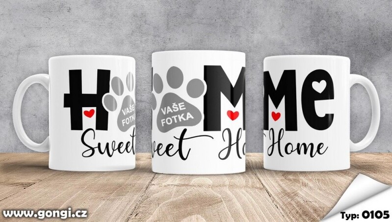Hrnek 330 ml - 0105 - Home sweet home s tlapkou
